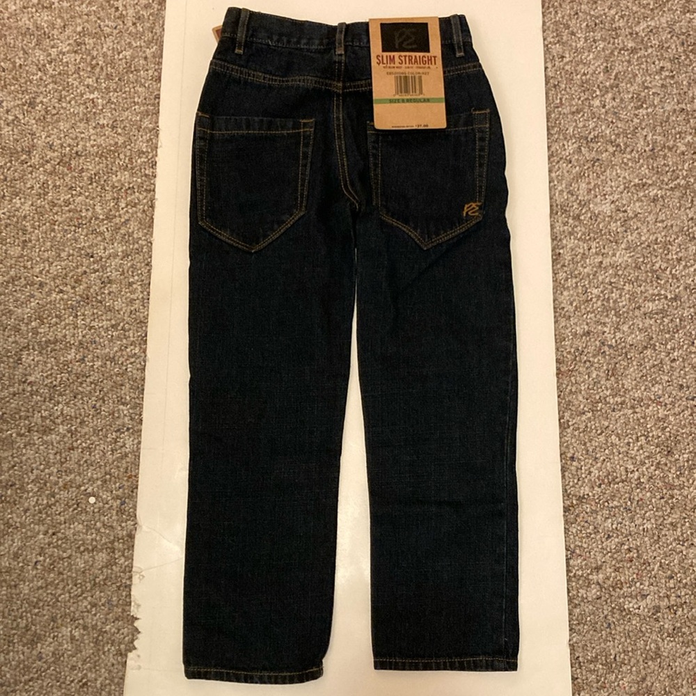 NWT Boys Perry Ellis Dark Blue Denim Jeans Slim Straight Sz8 Regular